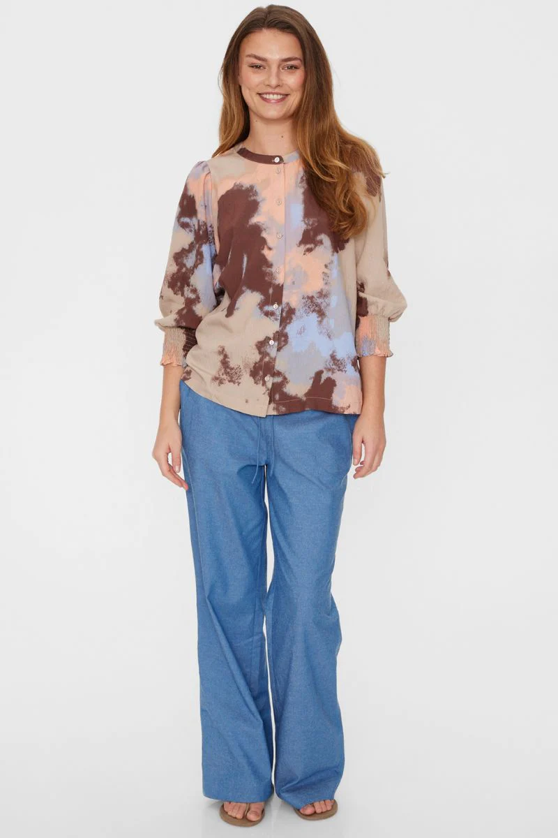 Aby Shirt 205279 | Simply Taupe W. Coral Pink | Skjorte fra Freequent - Image 7