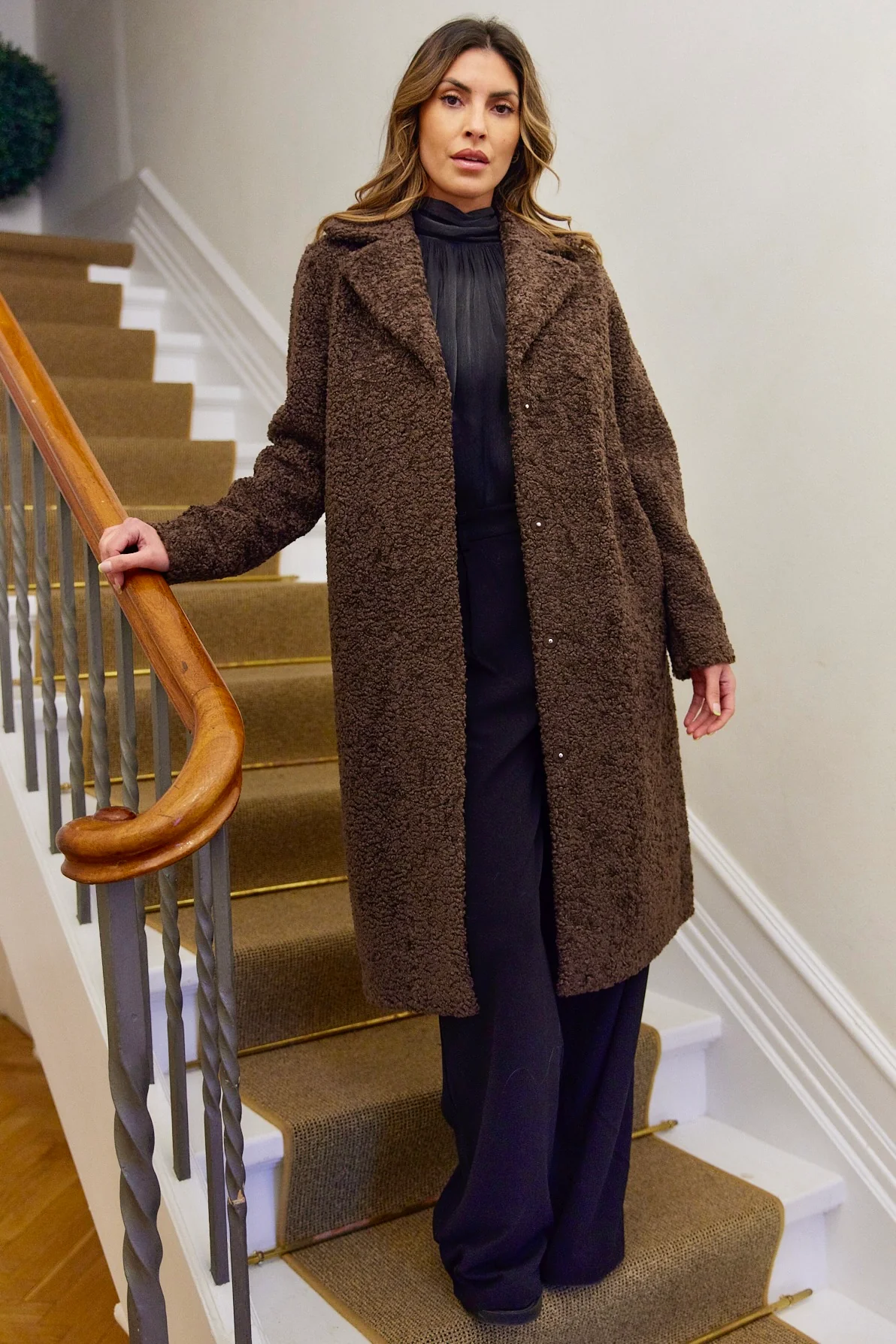 Addy FF Long Teddy Coat | Brun | Frakke fra French Laundry - Image 6