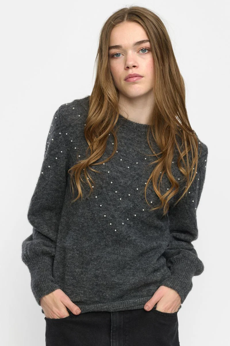 Adelina Knit | Medium Grey Melange | Strik fra Soft Rebels - Image 2