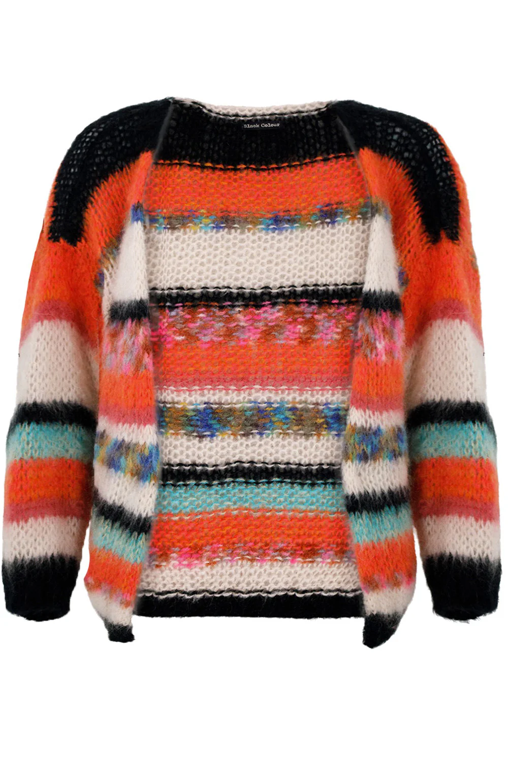 Adria Multi Striped Cardigan | Orange Multi | Strik fra Black Colour - Image 2