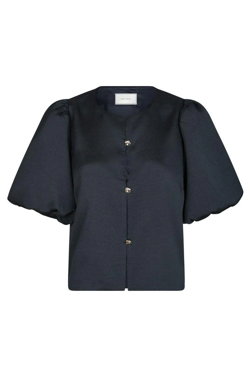 Aisa Dull Satin Blouse | Navy | Bluse fra Neo Noir - Image 2