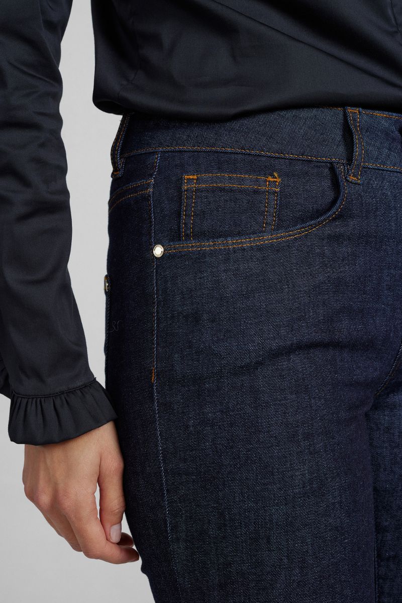 Alli Cover Jeans | Dark Blue | Højttaljet slim fit jeans fra Mos Mosh - Image 11