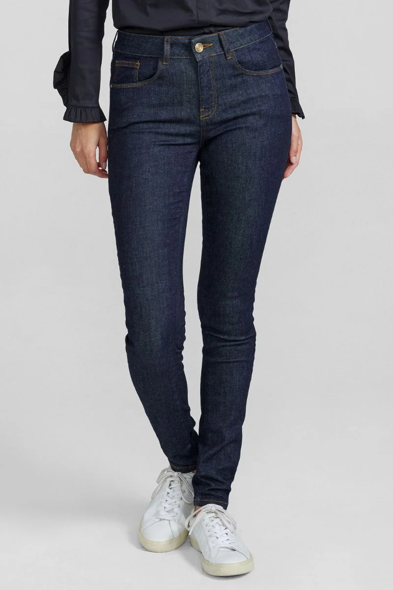 Alli Cover Jeans | Dark Blue | Højttaljet slim fit jeans fra Mos Mosh - Image 4