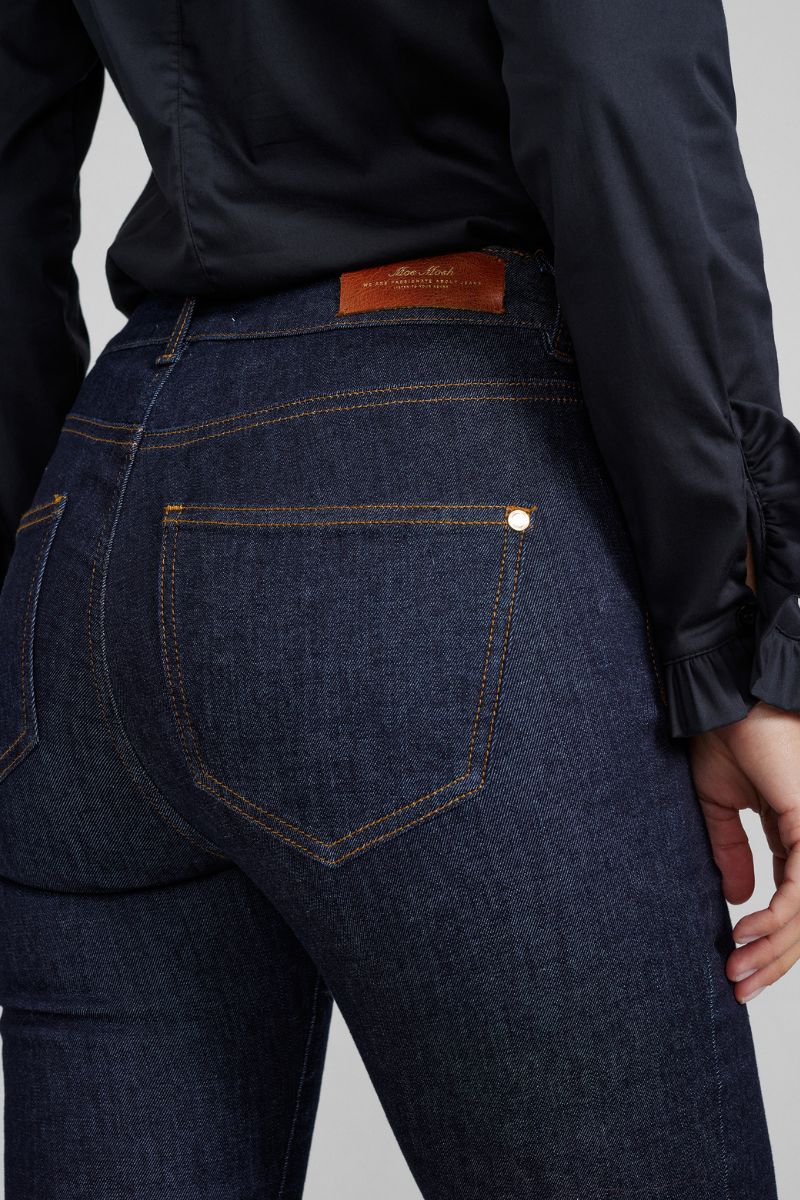 Alli Cover Jeans | Dark Blue | Højttaljet slim fit jeans fra Mos Mosh - Image 6