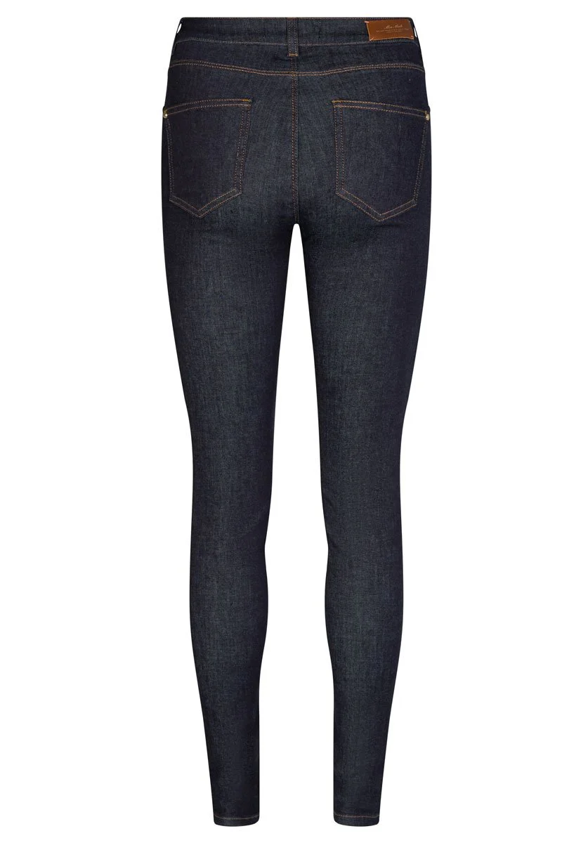 Alli Cover Jeans | Dark Blue | Højttaljet slim fit jeans fra Mos Mosh - Image 8