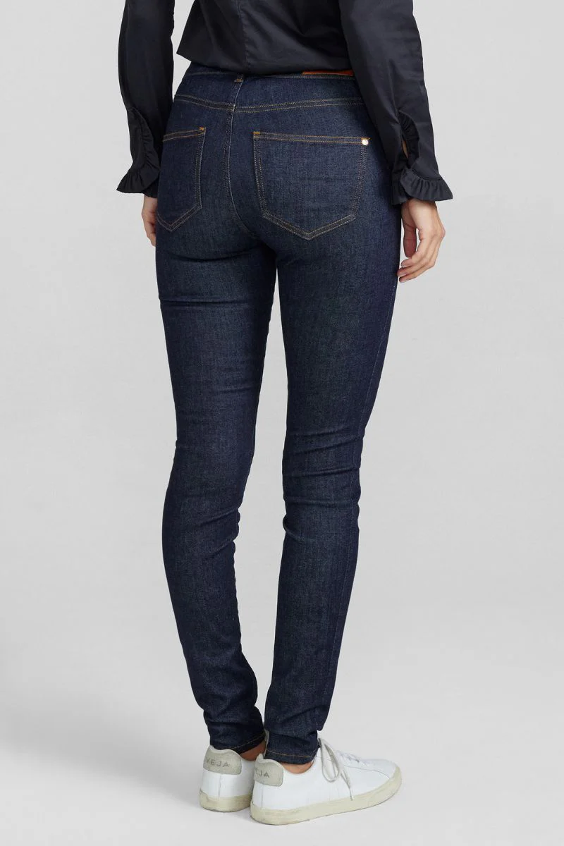 Alli Cover Jeans | Dark Blue | Højttaljet slim fit jeans fra Mos Mosh - Image 9