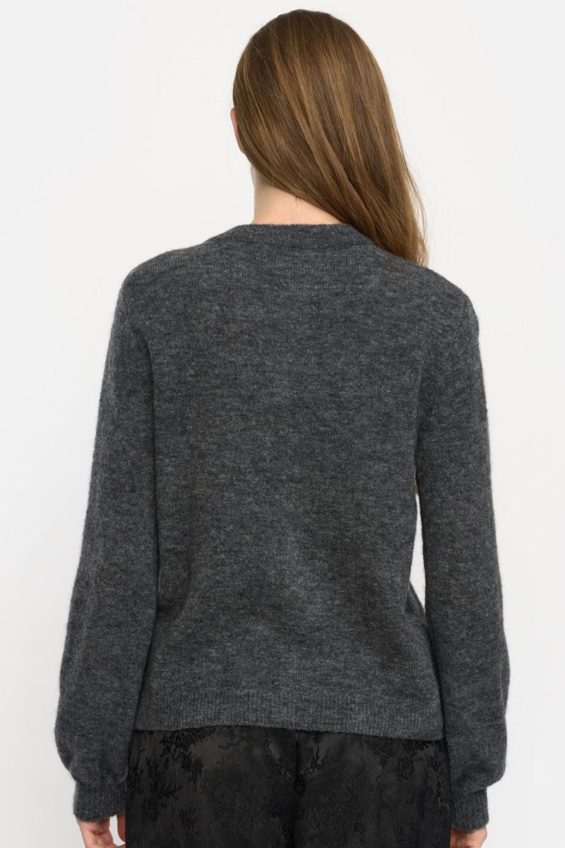 Allison O-Neck Cardigan Knit | Medium Grey Mel. | Cardigan fra Soft Rebels - Image 4