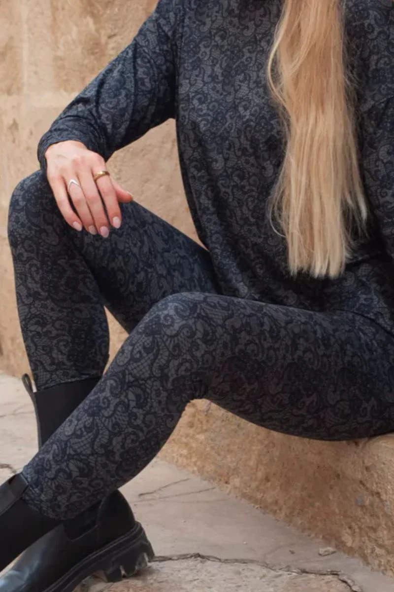 Alma Legging | Black Grey Lace | Leggings fra Liberté - Image 2