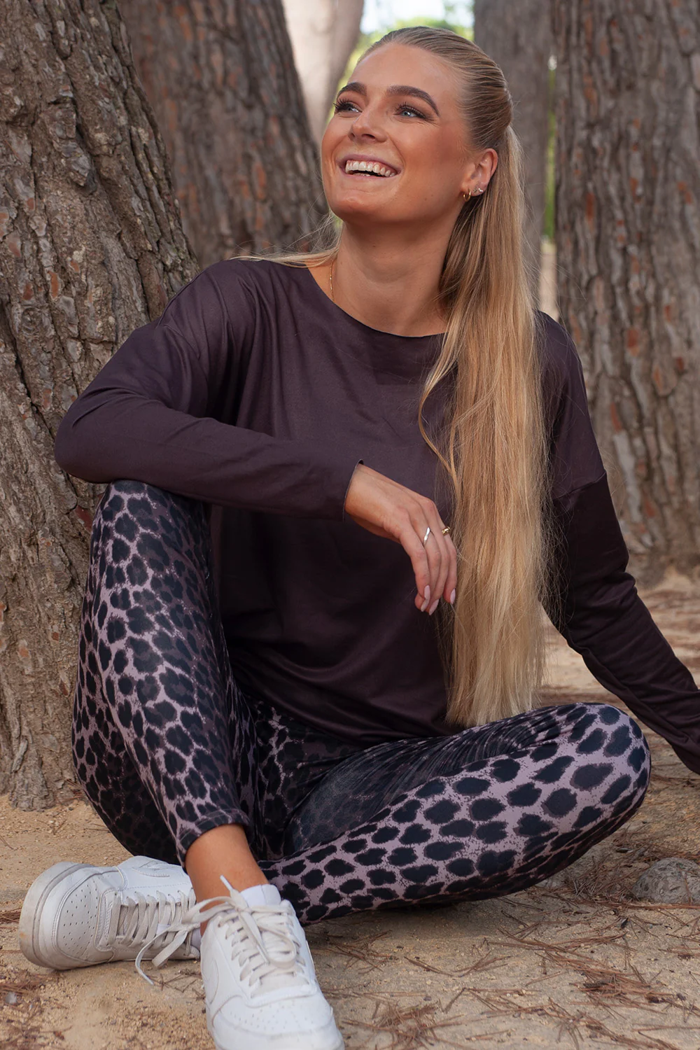 Alma Leggings (Fleece) | Dark Brown Lux Leo | Leggings fra Liberté - Image 4