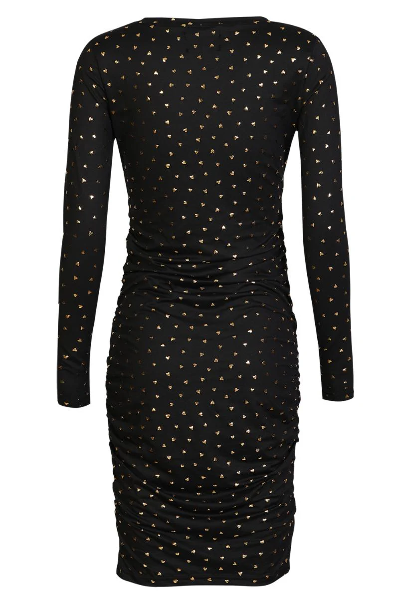 Alma Long Dress | Black Gold Heart | Kjole fra Liberté - Image 4