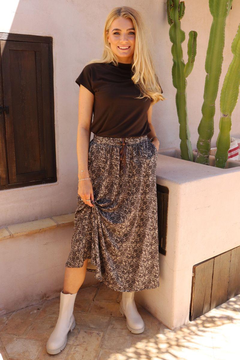 Alma Loose Skirt | Mocca Brown Lace | Nederdel fra Liberté - Image 3