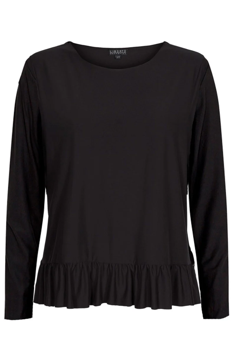 Alma LS Frill T-shirt | Black | Bluse fra Liberté - Image 6