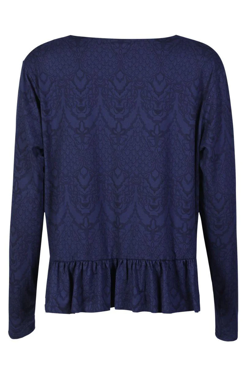 Alma Ls Frill T Shirt | Navy Lala | Bluse fra Liberté - Image 4