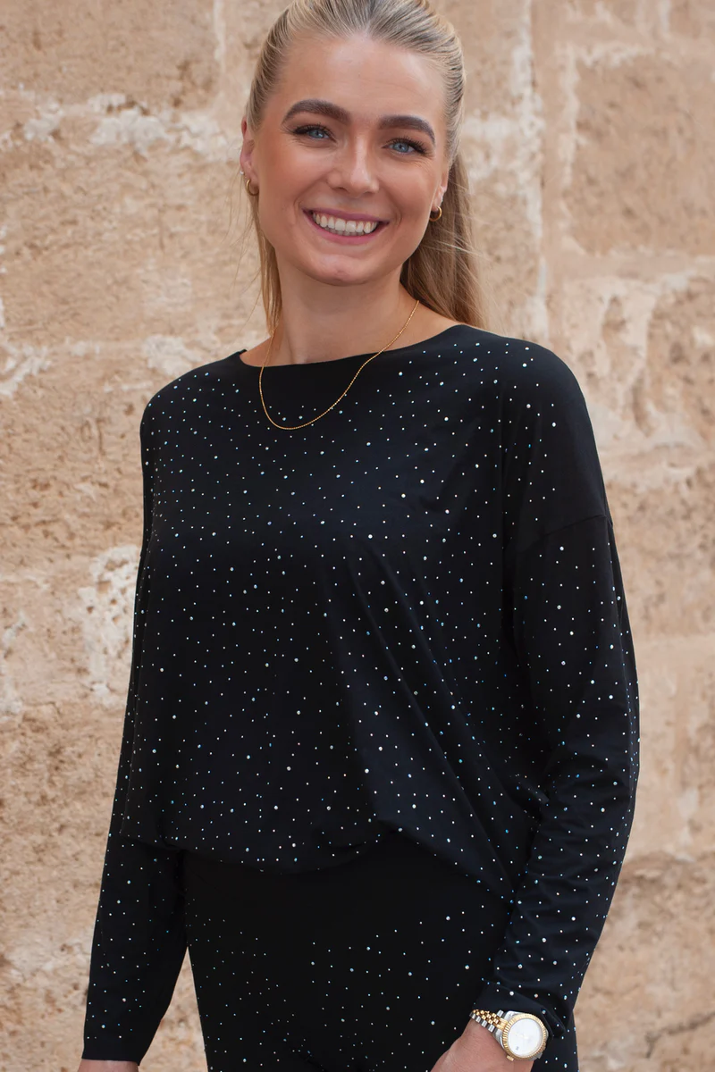 Alma Ls Top | Black Simili  (klare sten) | Bluse fra Liberté - Image 2