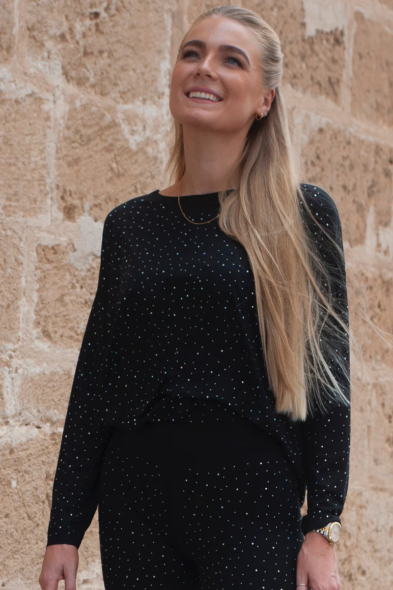 Alma Ls Top | Black Simili  (klare sten) | Bluse fra Liberté - Image 3