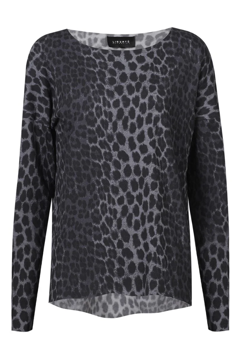 Alma Ls Top (Fleece) | Dark Grey Leo | Bluse fra Liberté - Image 4