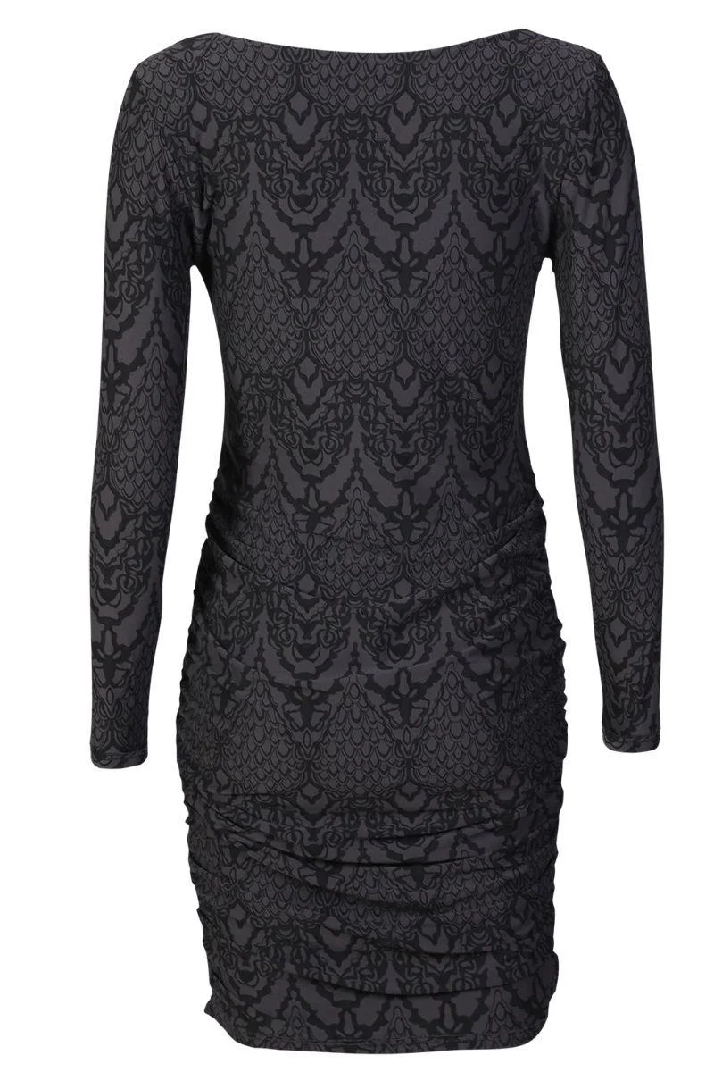 Alma Ls Turn Dress | Dark Grey Lala | Kjole fra Liberté - Image 4