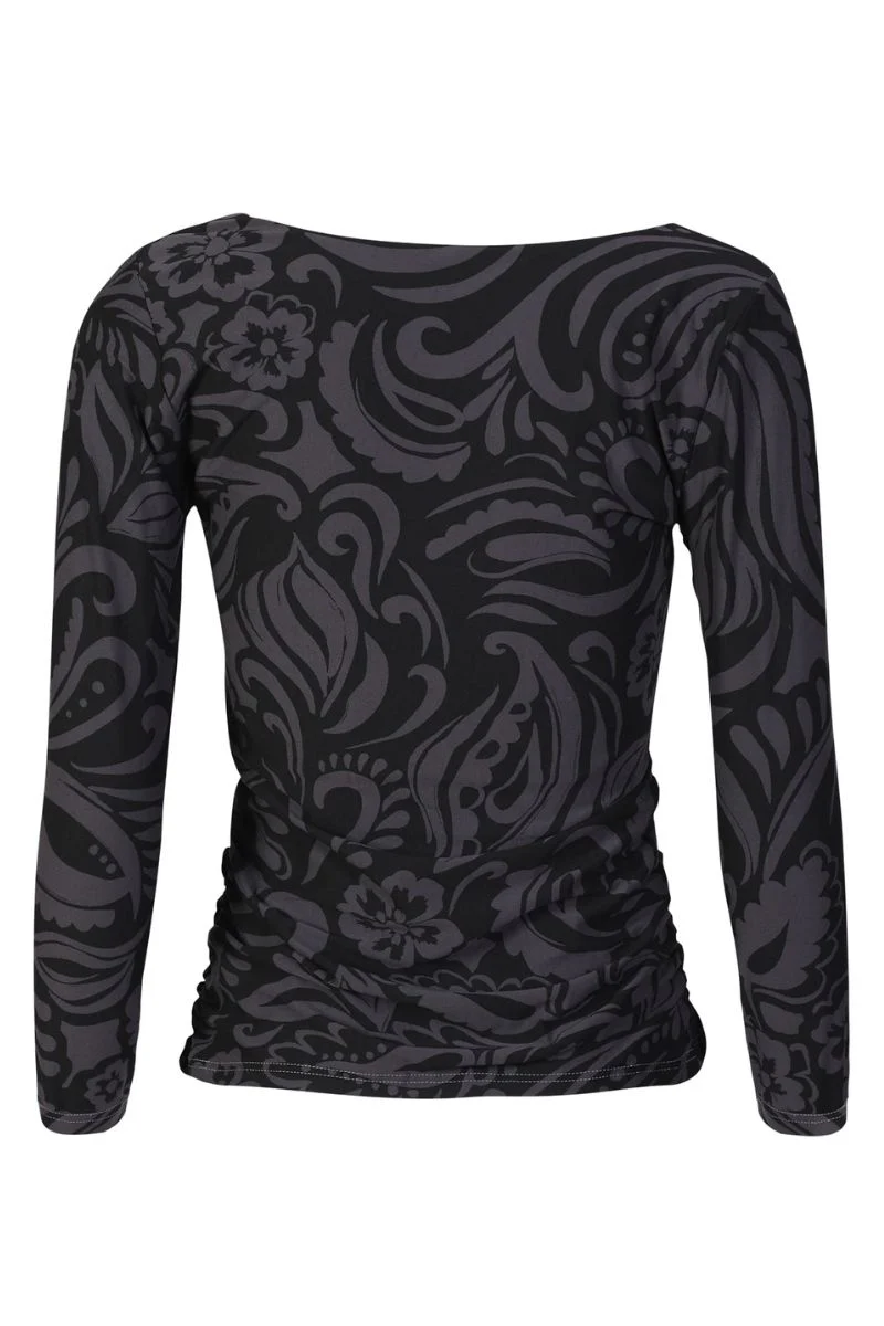 Alma Ls Turn Top | Dark Grey Black Tia | Vendbar bluse fra Liberté - Image 4