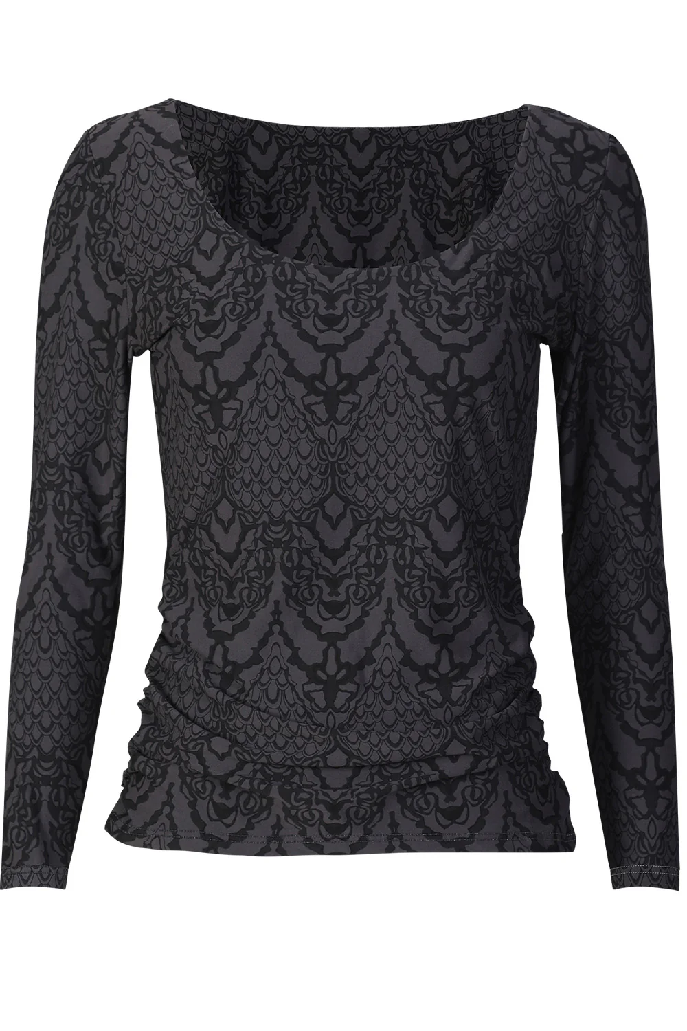 Alma Ls Turn Top | Dark Grey Lala | Vendbar bluse fra Liberté - Image 2