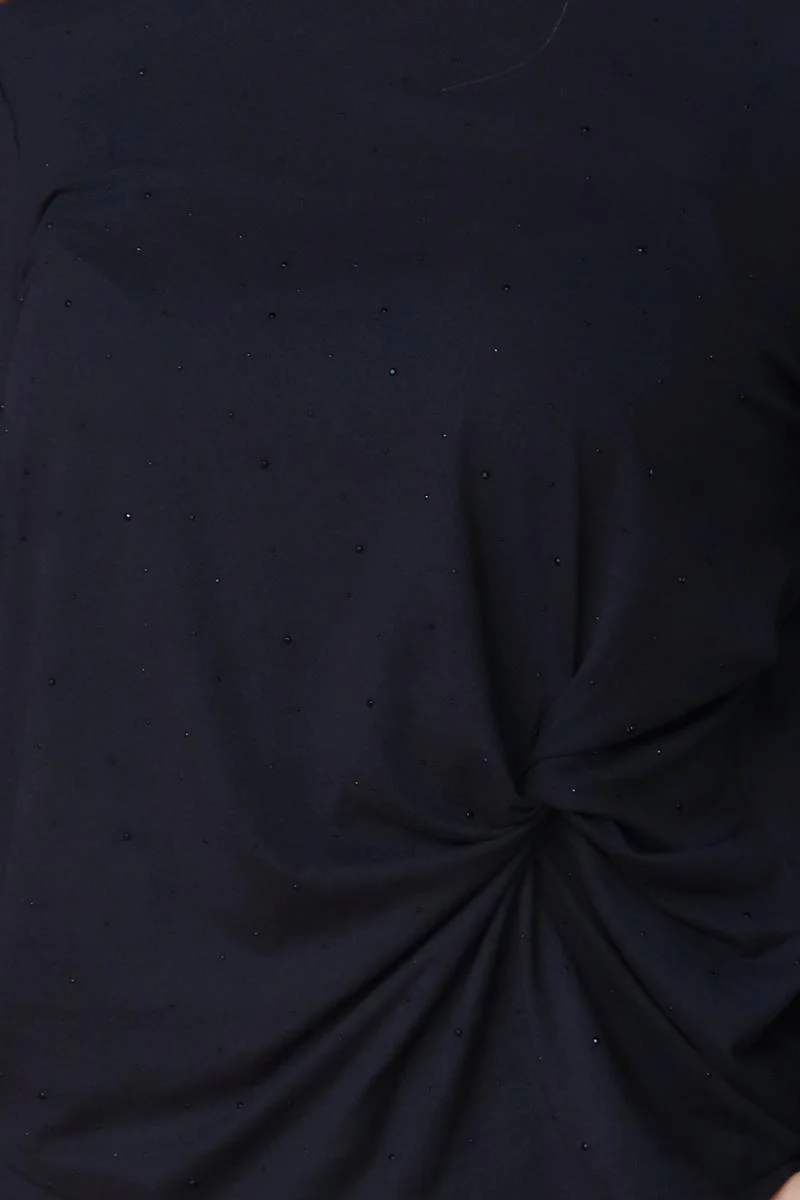 Alma Ls Twist Tshirt | Black Black Simili (sorte sten) | Bluse fra Liberté - Image 3