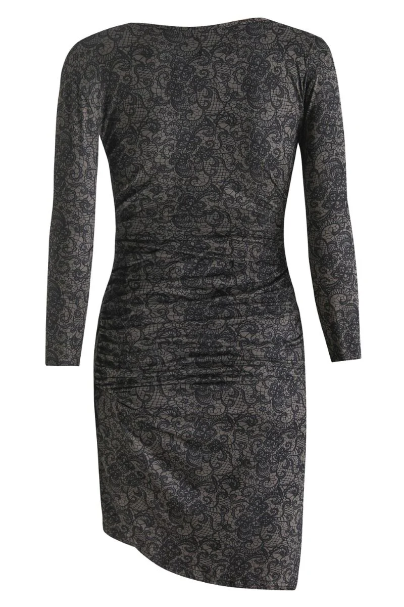 Alma Ls Wrap Dress | Black Grey Lace | Kjole fra Liberté - Image 4