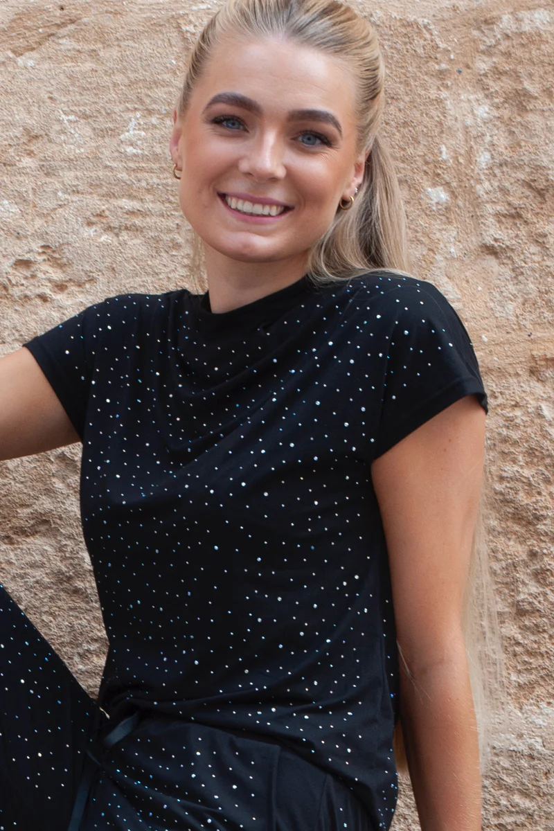 Alma Top | Black Simili  (klare sten) | Bluse fra Liberté - Image 2