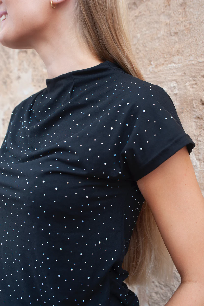 Alma Top | Black Simili  (klare sten) | Bluse fra Liberté - Image 4
