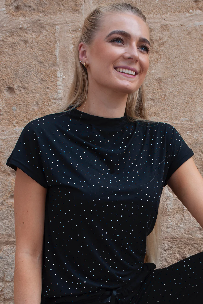 Alma Top | Black Simili  (klare sten) | Bluse fra Liberté - Image 5