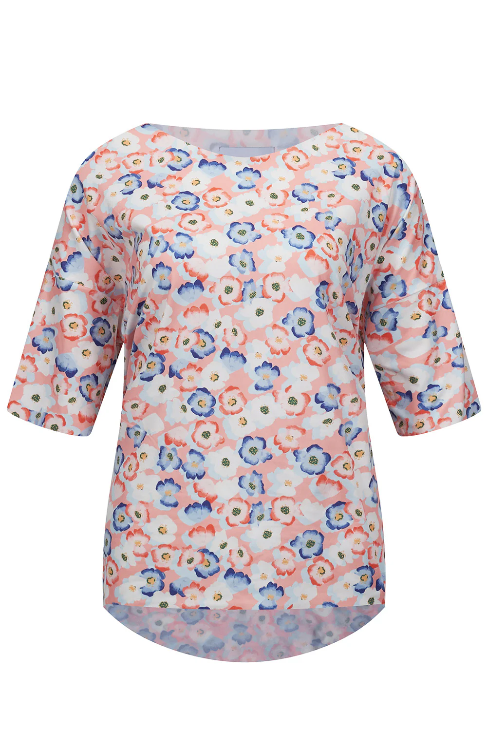 Alma Tshirt | Peachy Blue Flower | Tshirt fra Liberté