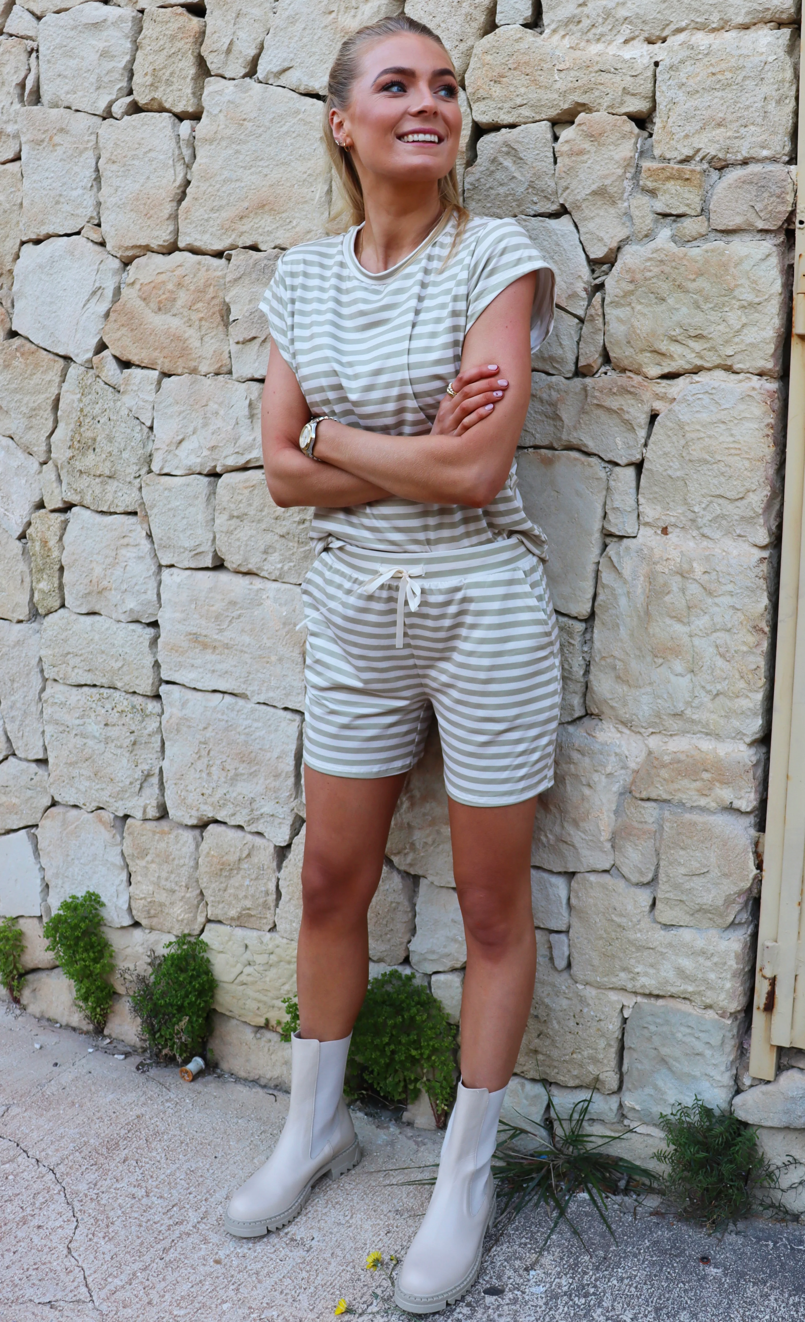 Alma U Tshirt | Sand Ivory Stripe | Tshirt fra Liberté - Image 3
