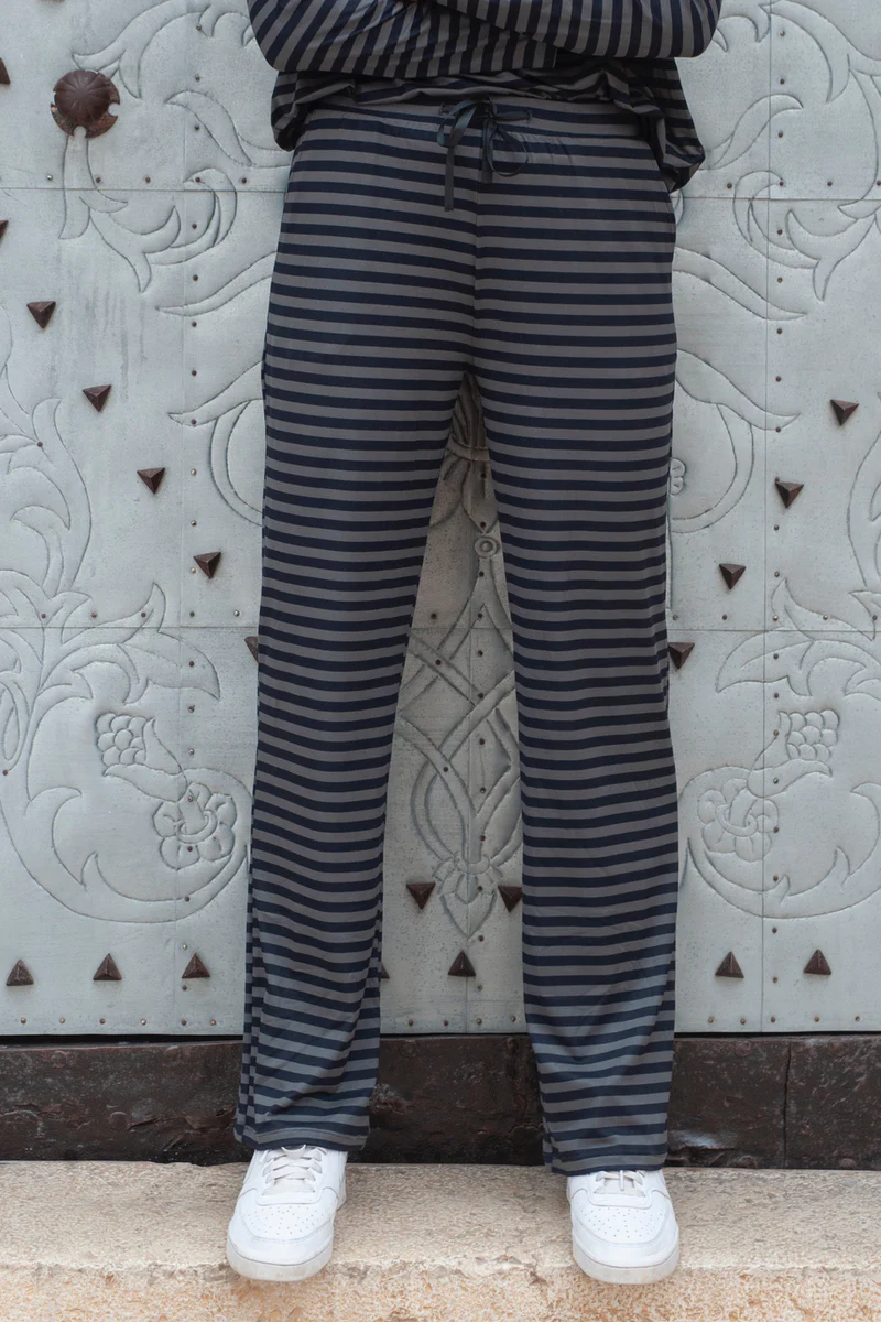 Alma Wide Pants | Dark Grey Black Stripe | Bukser fra Liberté - Image 4