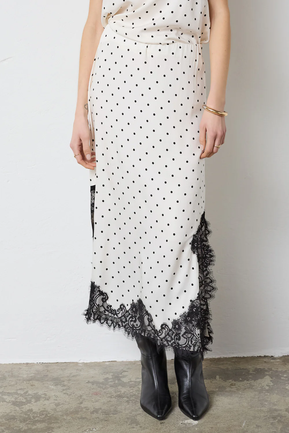 Amelicc Dot Lace Skirt | Off White | Nederdel fra Co'Couture