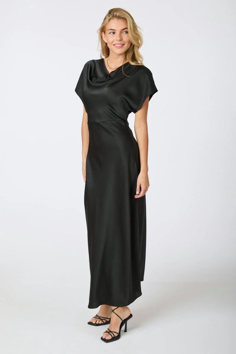 Andrea Heavy Sateen Dress | Black | Kjole fra Neo Noir - Image 5