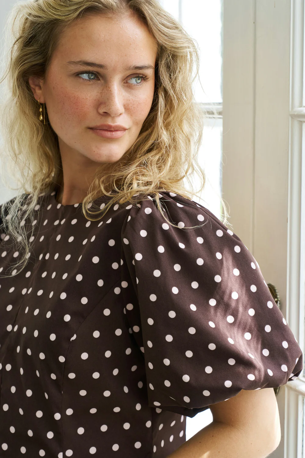 Anela Dot Blouse | Brown - Image 2