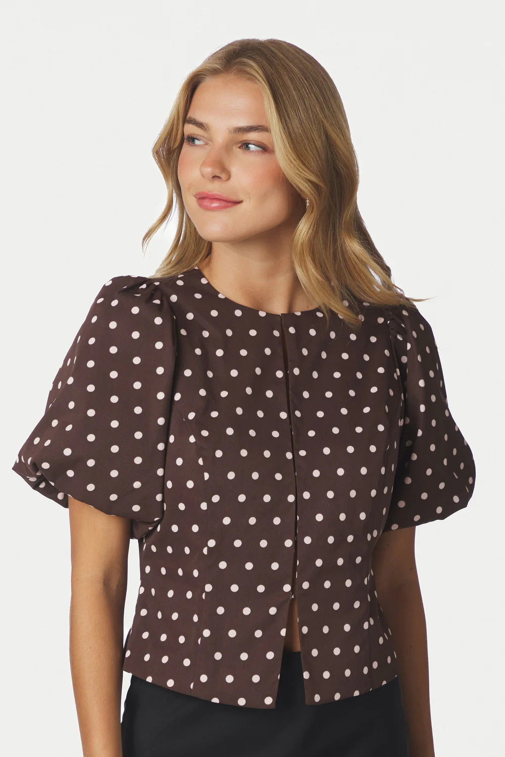 Anela Dot Blouse | Brown - Image 4