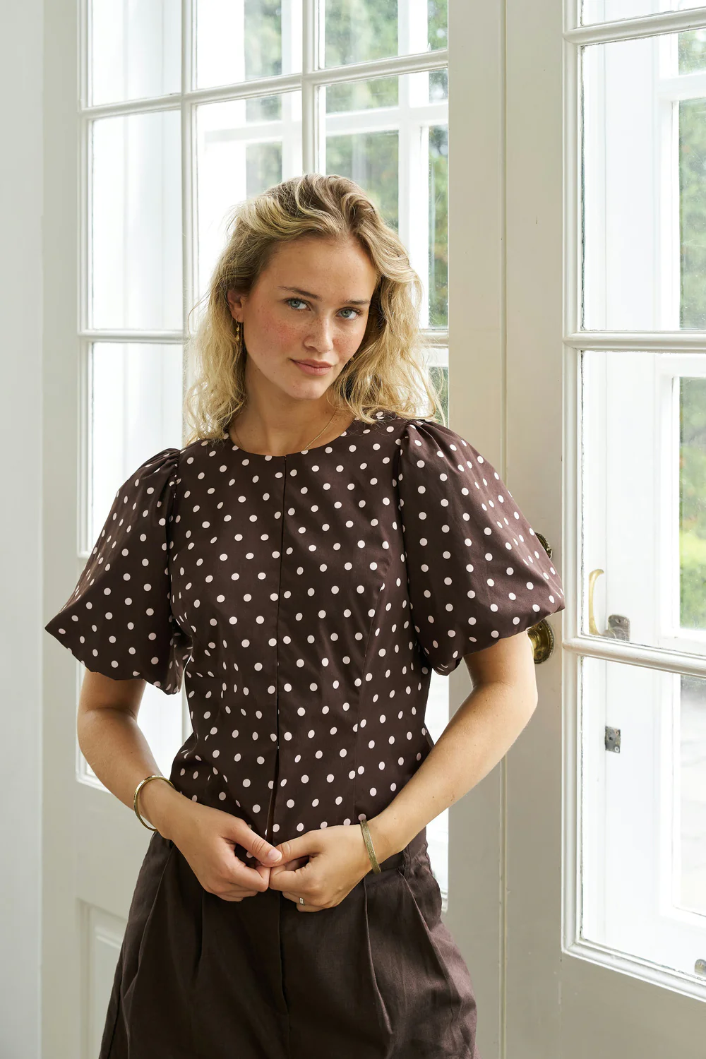 Anela Dot Blouse | Brown - Image 5