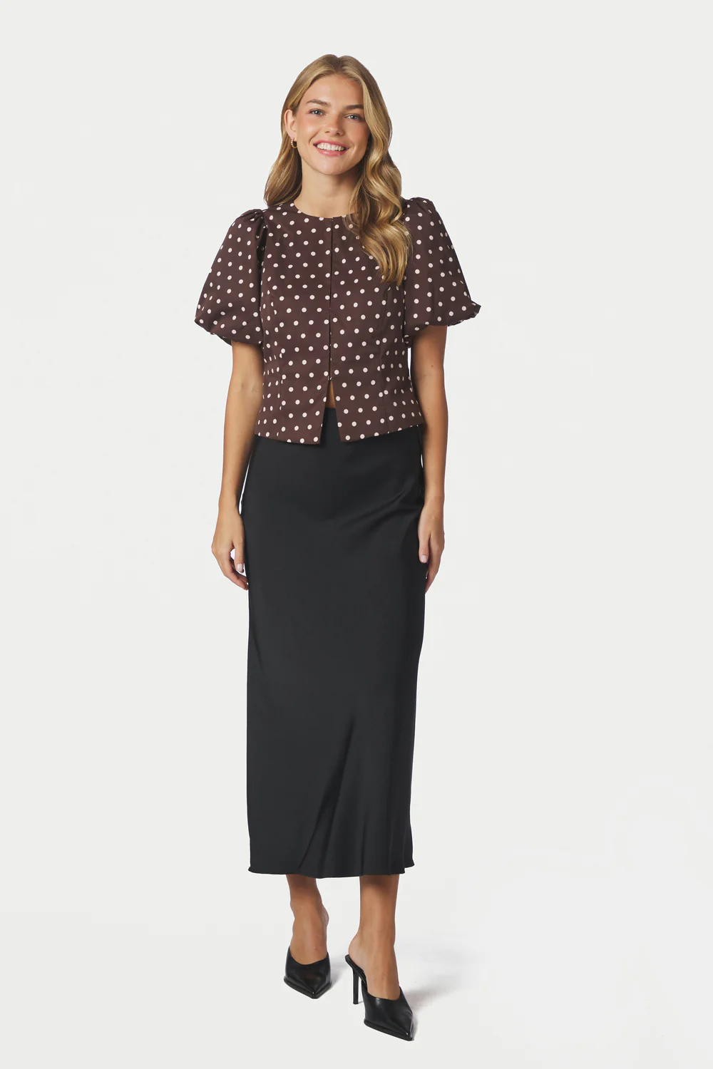 Anela Dot Blouse | Brown - Image 8