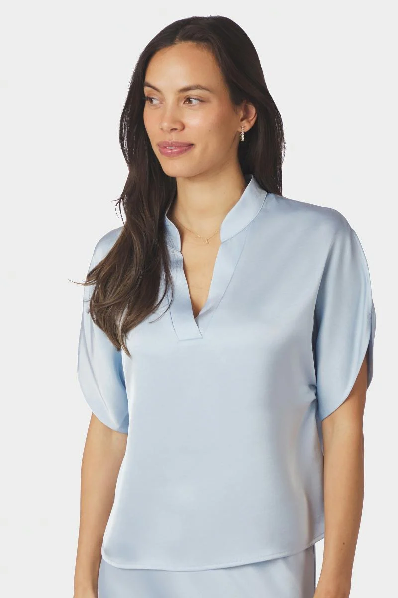 Anelle Heavy Sateen Blouse | Light Blue | Bluse fra Neo Noir - Image 6