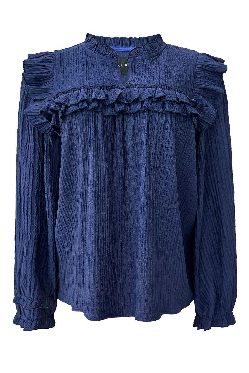 Anni Ls Frill Blouse | Navy | Bluse fra Liberté - Image 2