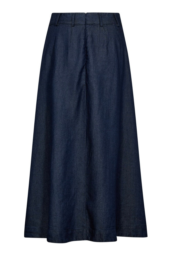 Anya Denim Pleat Skirt 34181 | Dark Denim | Nederdel fra Co'couture