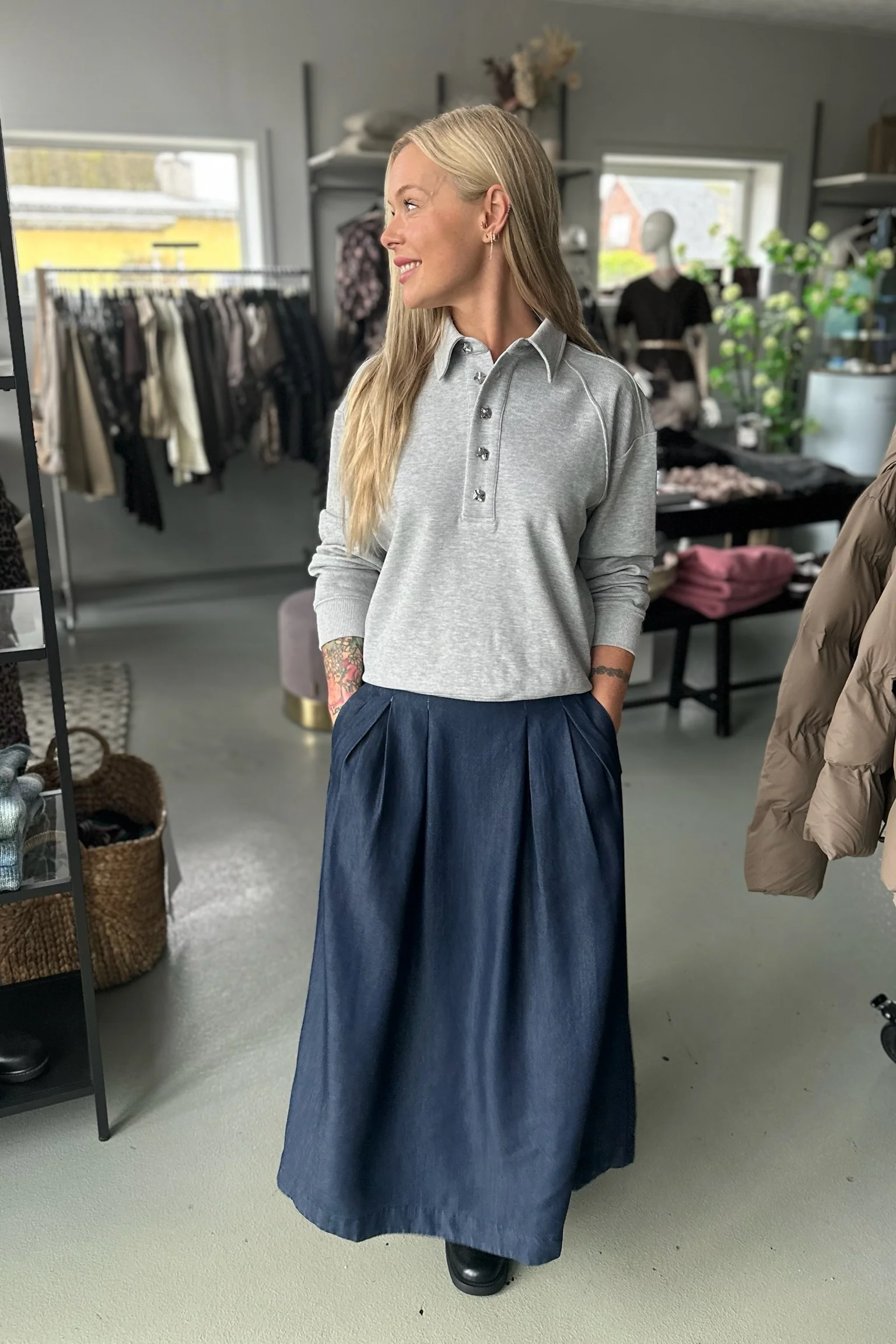 Anya Denim Pleat Skirt 34181 | Dark Denim | Nederdel fra Co'couture - Image 6