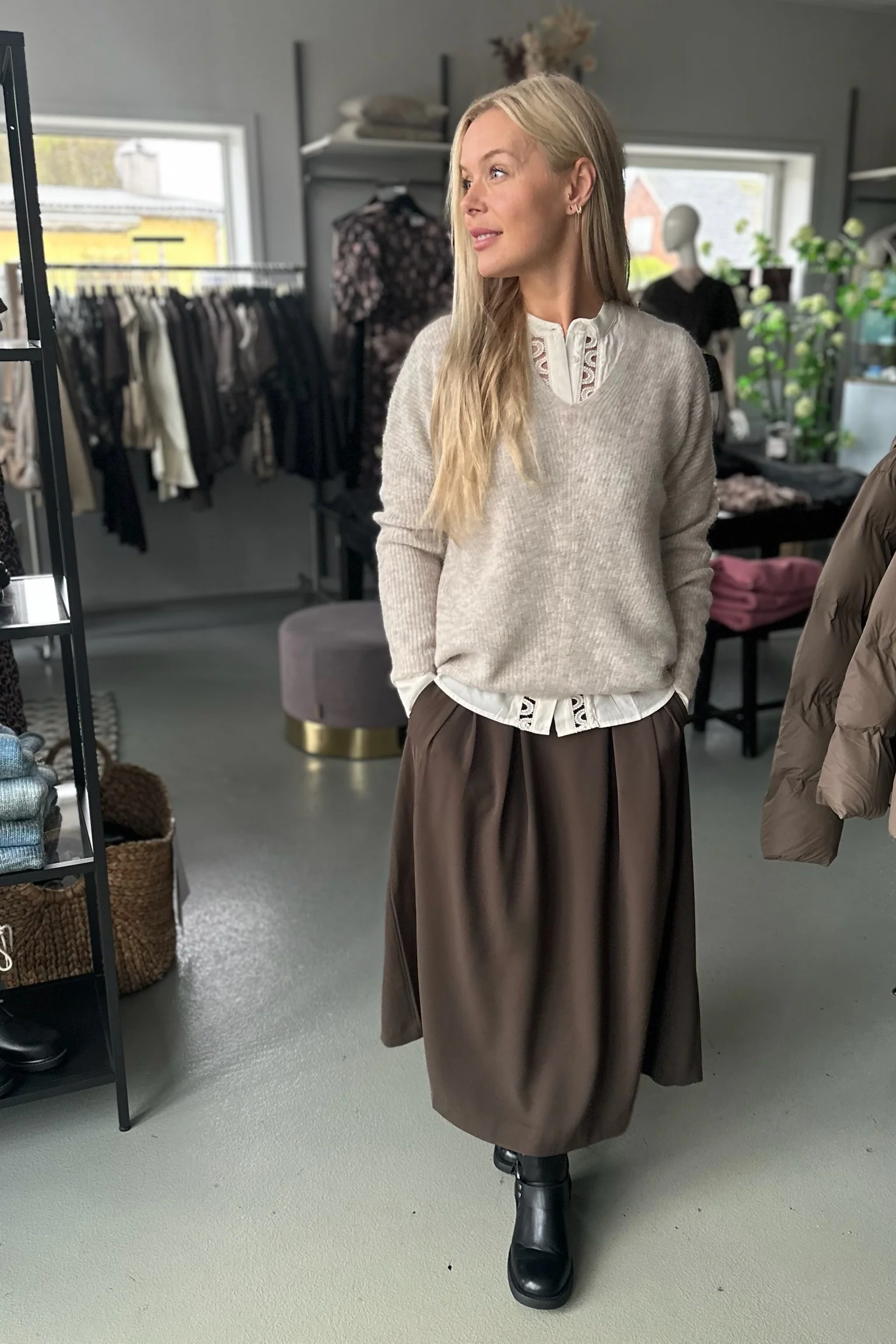 Anya Pleat Skirt 34178 | Mocca | Nederdel fra Co'couture - Image 2