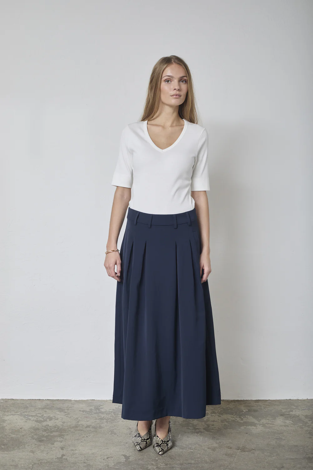 Anya Pleat Skirt 34178 | Navy | Nederdel fra Co'couture - Image 4