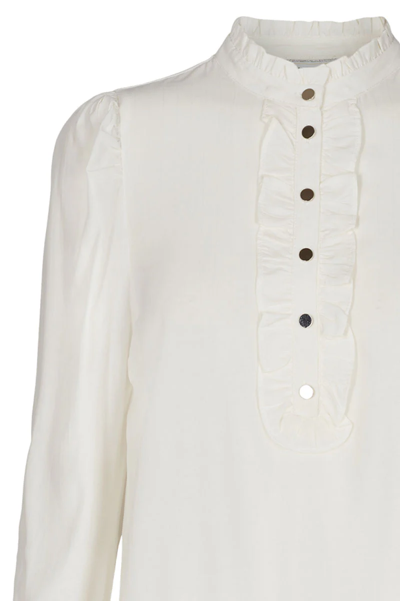 April Shirt | Off White | Bluse med flæse fra Freequent - Image 2