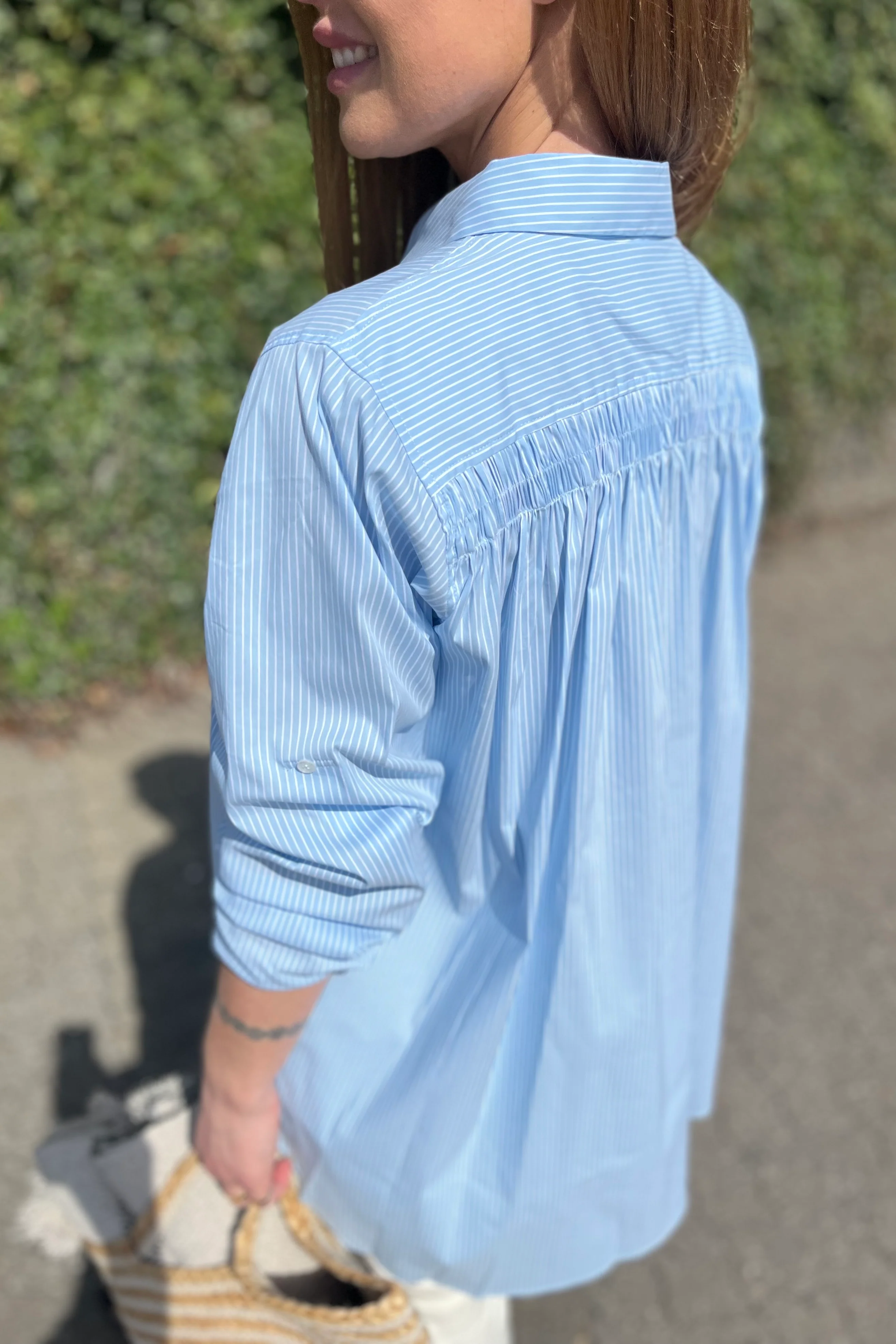 Arleth Flip Stripe Shirt | Clear Sky | Skjorte fra Mos Mosh - Image 4