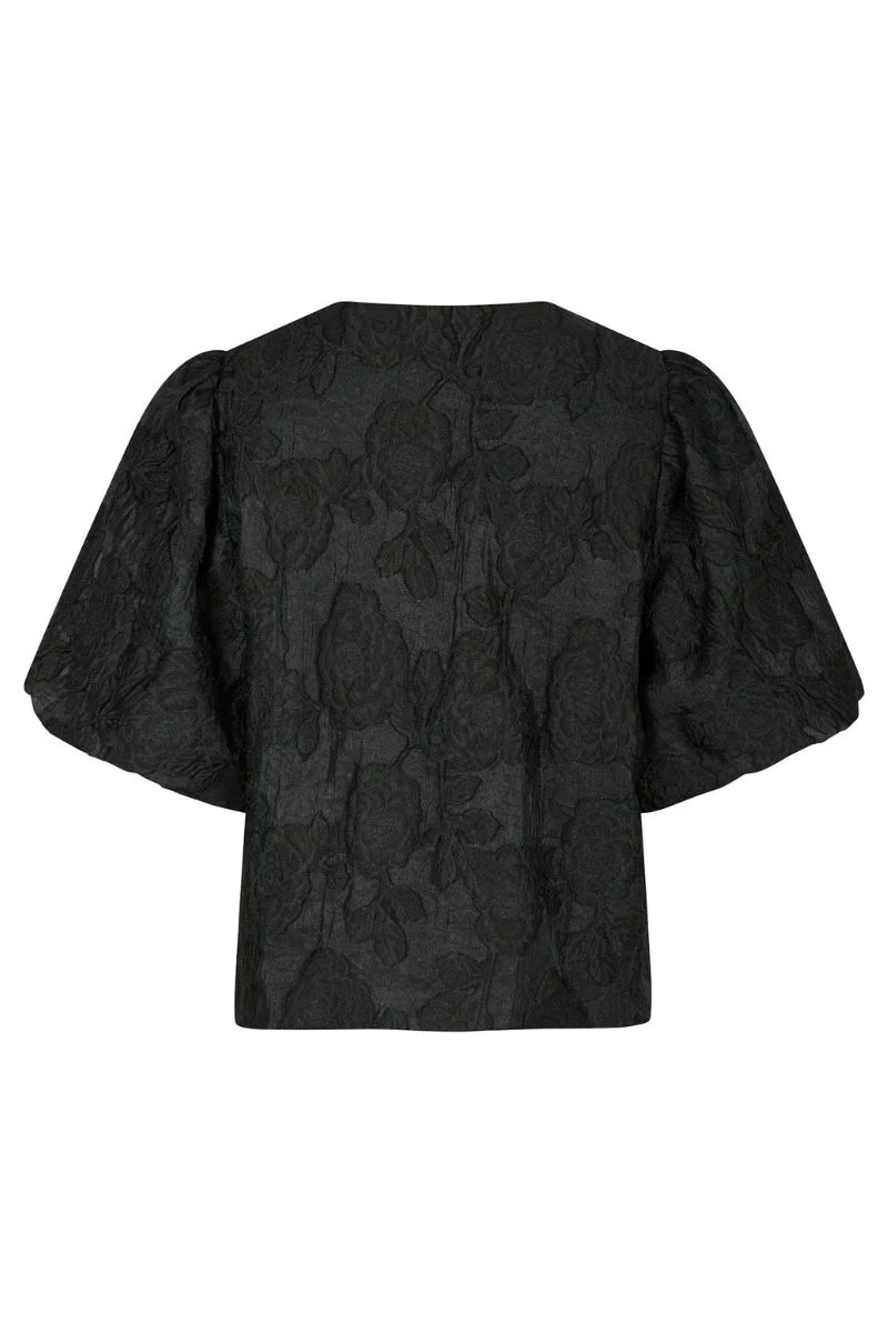 Aska Jacquard Blouse | Black | Bluse fra Neo Noir - Image 7
