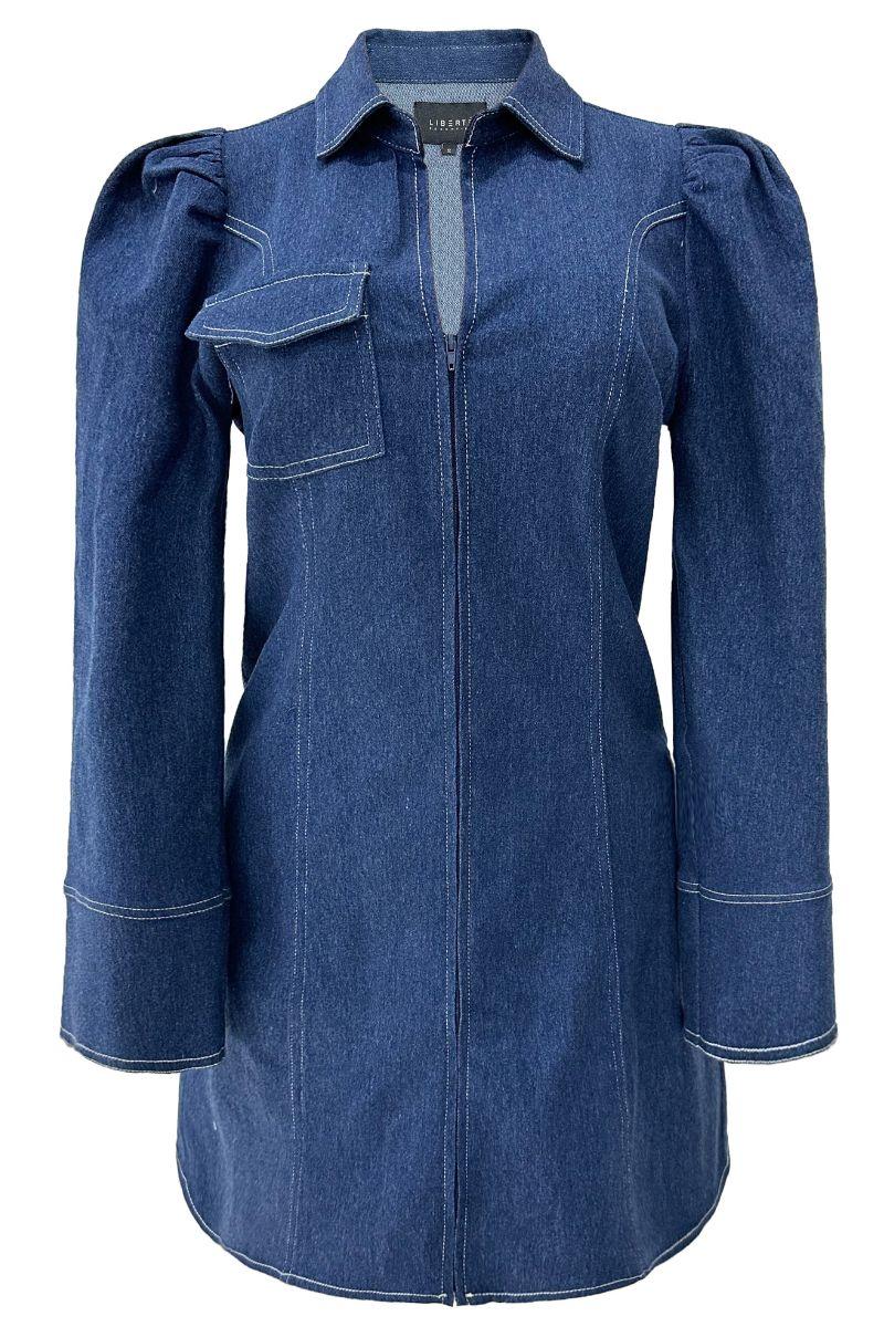 Asta Ls Vneck Dress | Blue Denim | Kjole fra Liberté - Image 2