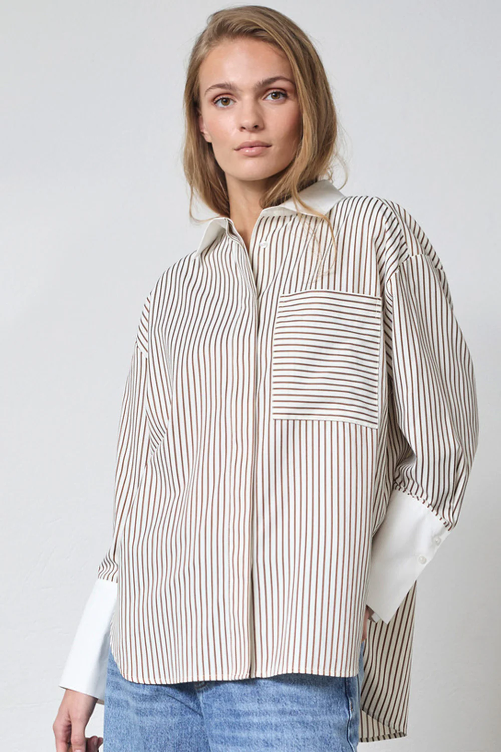 Avara Stripe Shirt 45085 | Bone/Brown | Bluse fra Co'couture