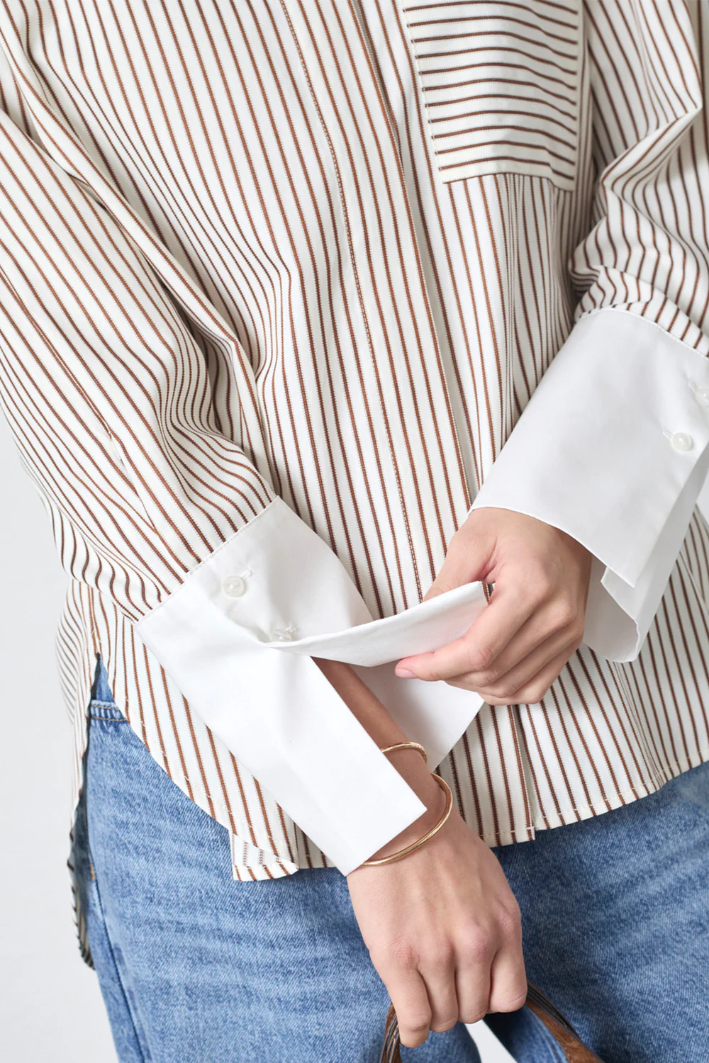 Avara Stripe Shirt 45085 | Bone/Brown | Bluse fra Co'couture - Image 3