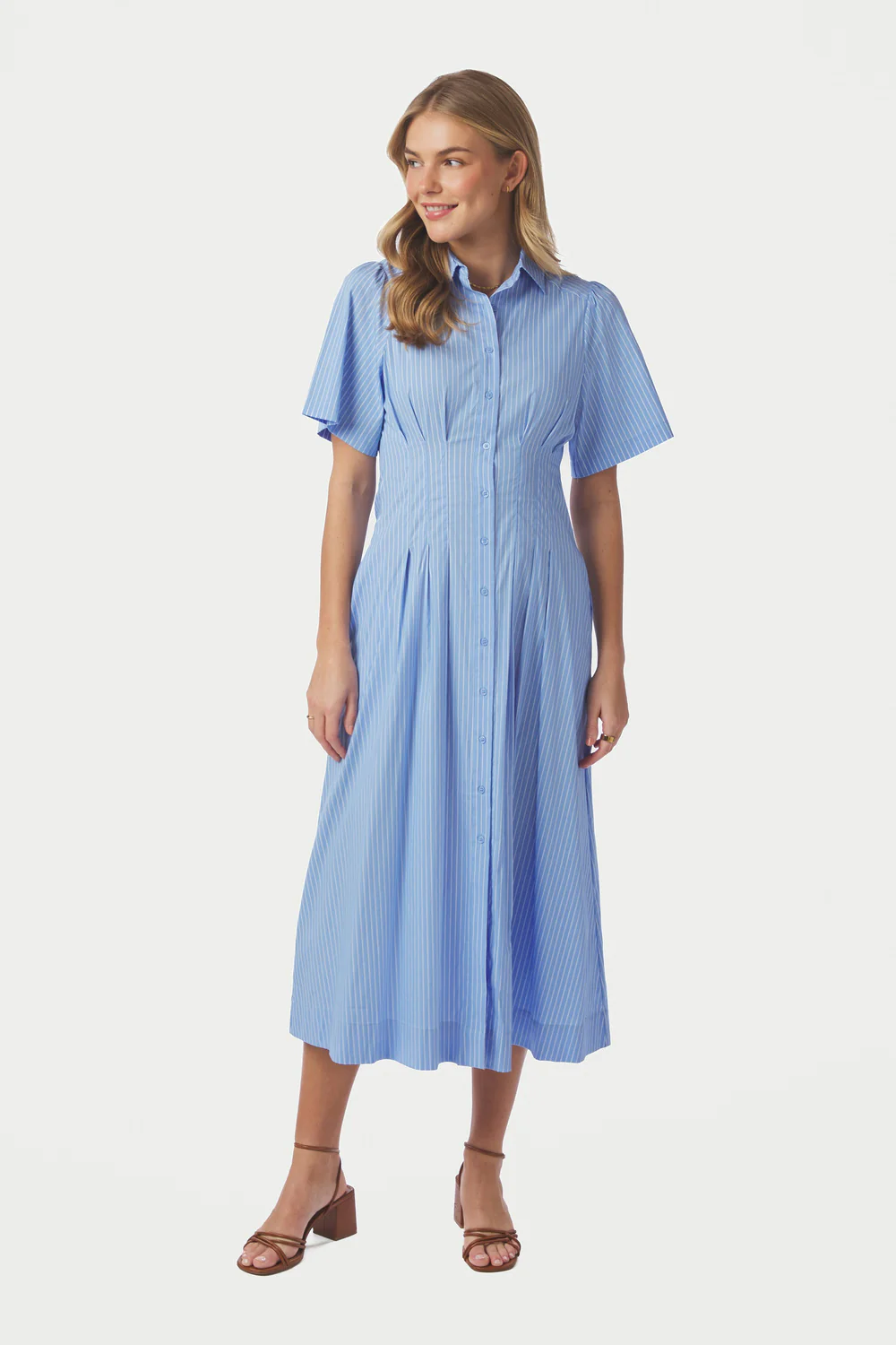 Baia Stripe Poplin Dress | Light Blue | Kjole fra Neo Noir - Image 2